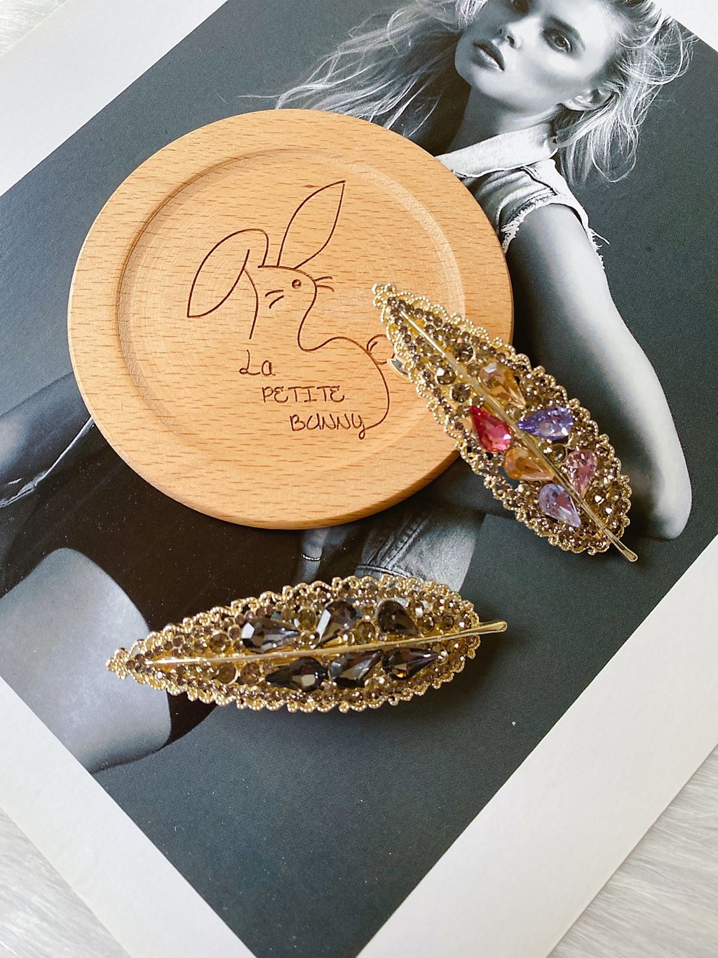 handmade crystal leaf spring clip (5cm)