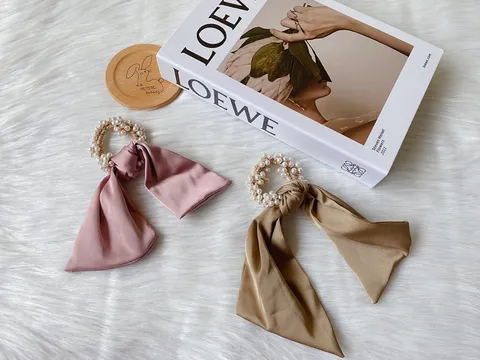 premium satin pearl hair tie 