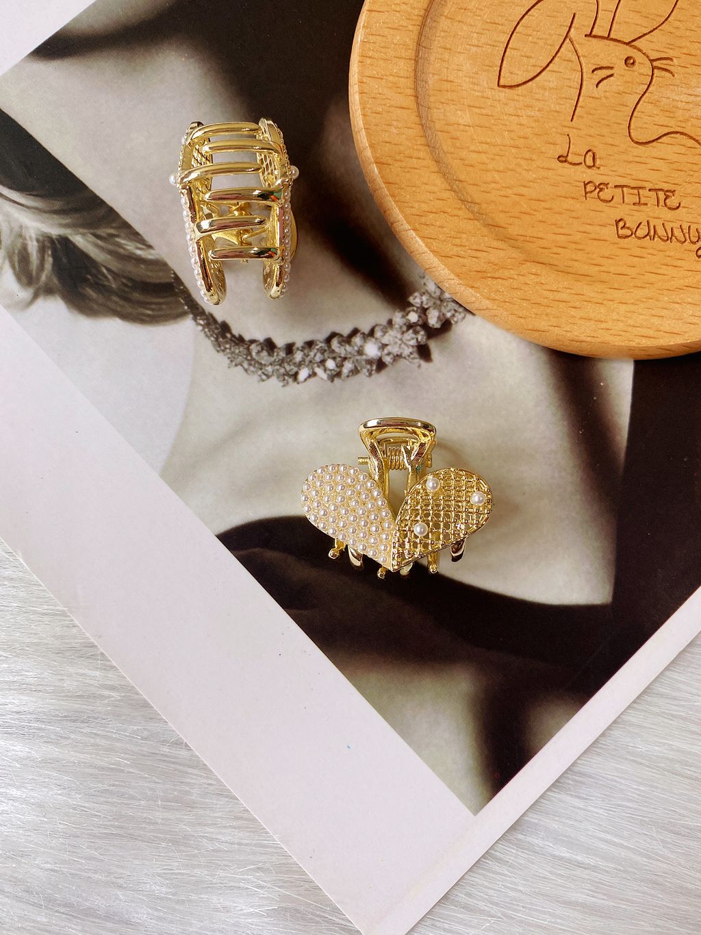 pearl heart claw clip (2.5cm)