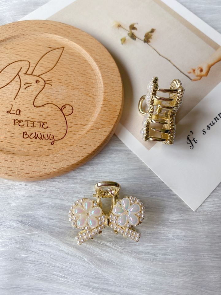 pearl ribbon claw clip (2.5cm)