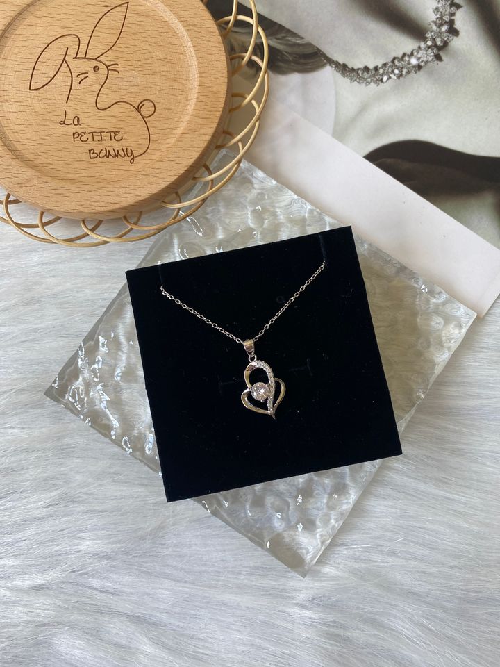double heart necklace (S925 & Zirconia stone)