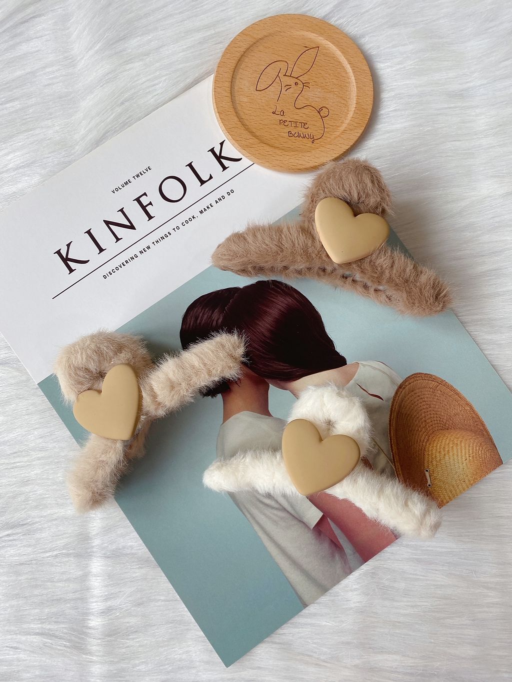 premium fur heart claw clip (11cm)