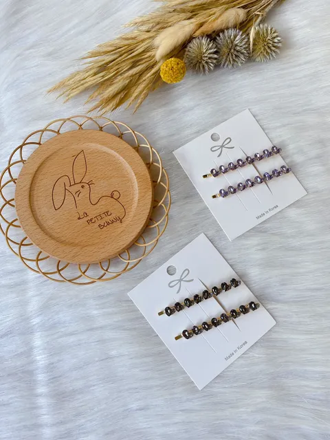 crystal heart side clip (1pair)
