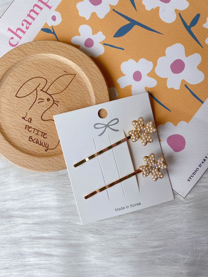 minimalist flower side clip (1pair)