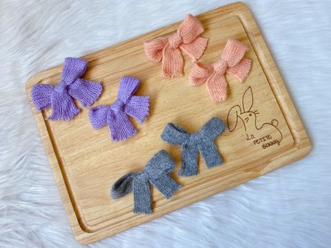 premium wool knit ribbon duck clip (1pair)