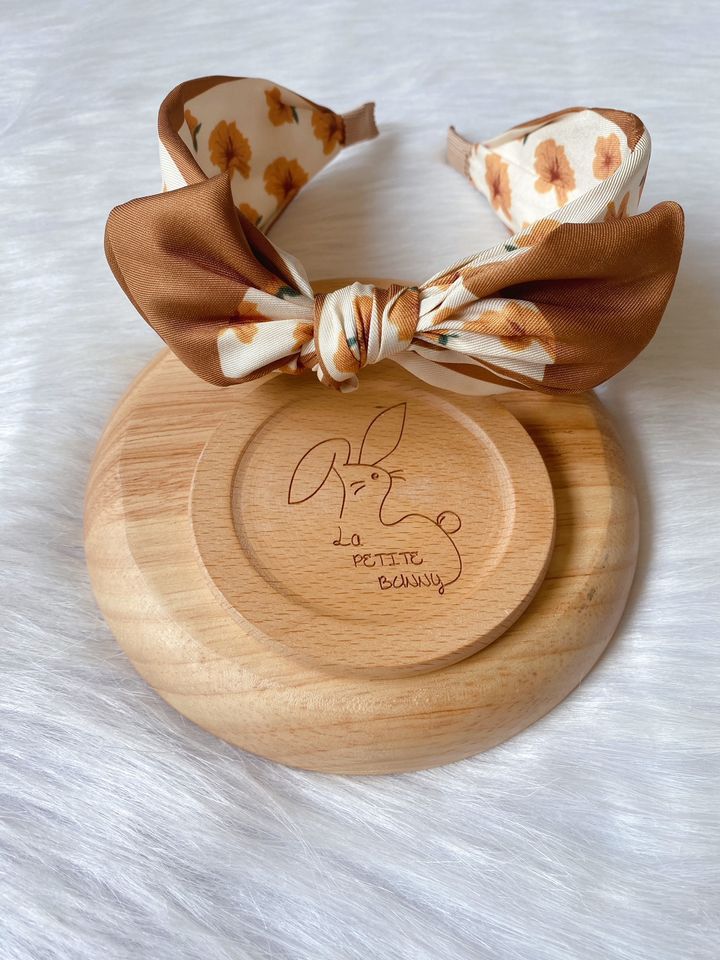 wired ribbon floral print headband 