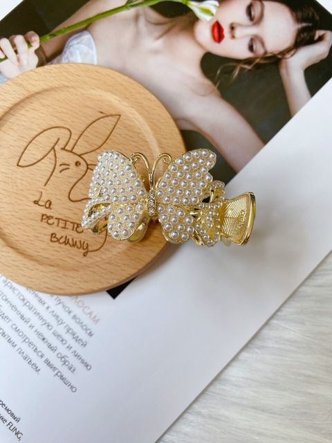 pearl butterfly ponytail clip