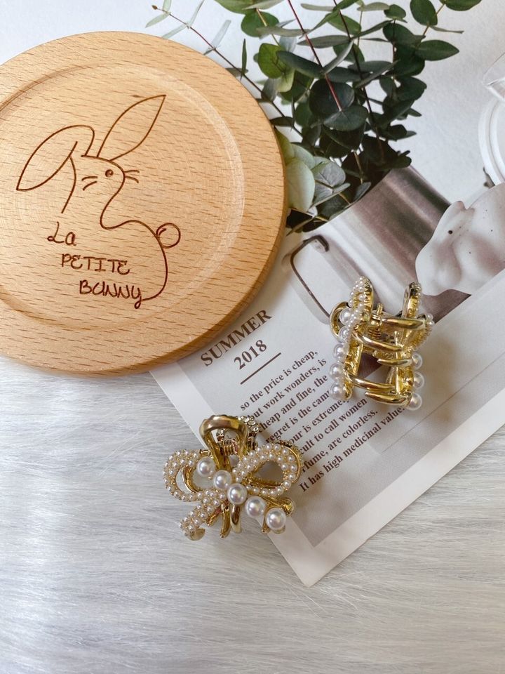 pearl ribbon claw clip (2.5cm)