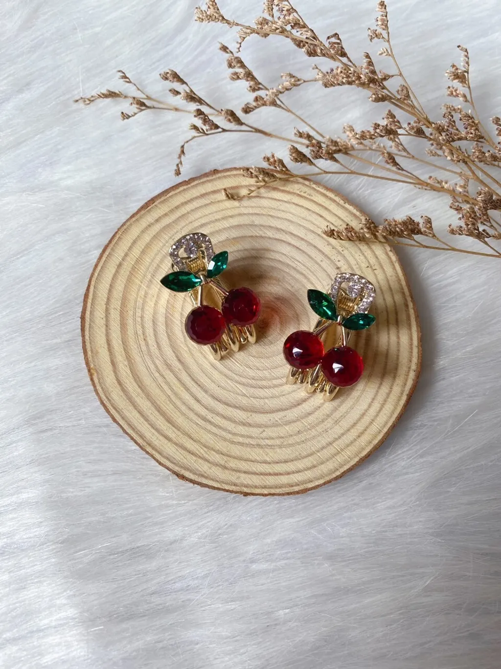 crystal cherry clip (1pair)