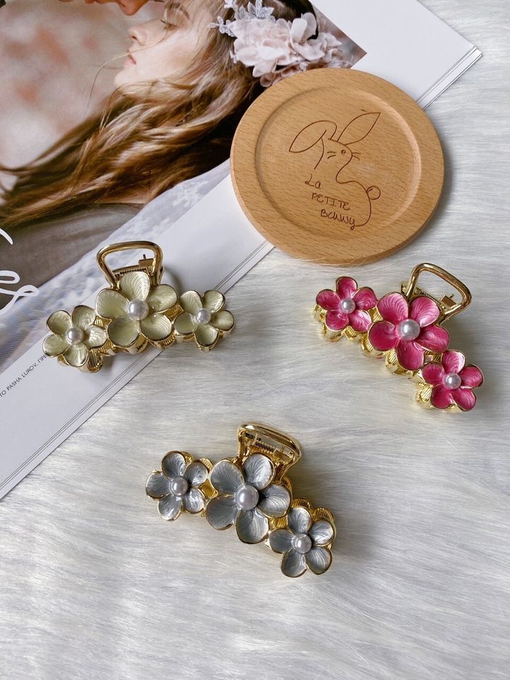 premium oil drop flower claw clip (7cm)