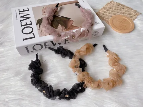 korean style organza ruffle headband