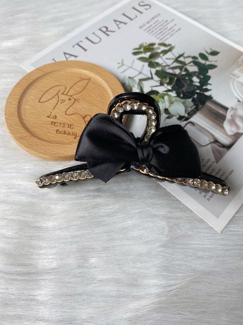 crystal claw clip with ribbon (11cm)