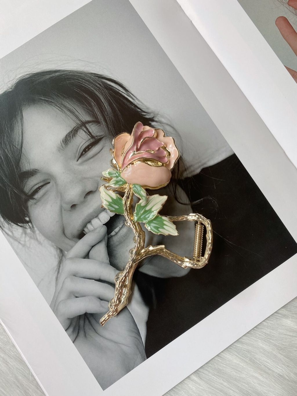 vintage rose claw clip (11cm)