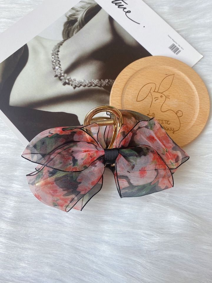 printed organza ribbon claw clip (11cm)