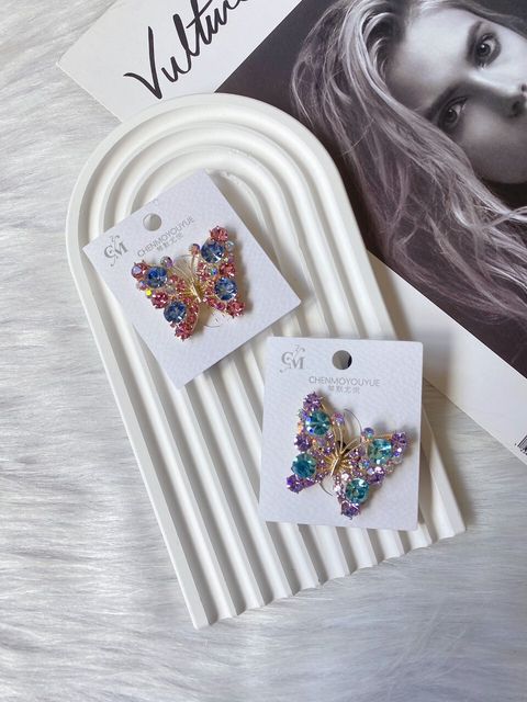 premium 14K gold plated K9 crystal butterfly hair tie