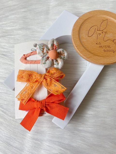 tangerine theme mix set (2pcs duck clip & 1pcs bb clip)