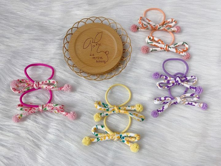 premium printed ribbon hair tie (1pair)