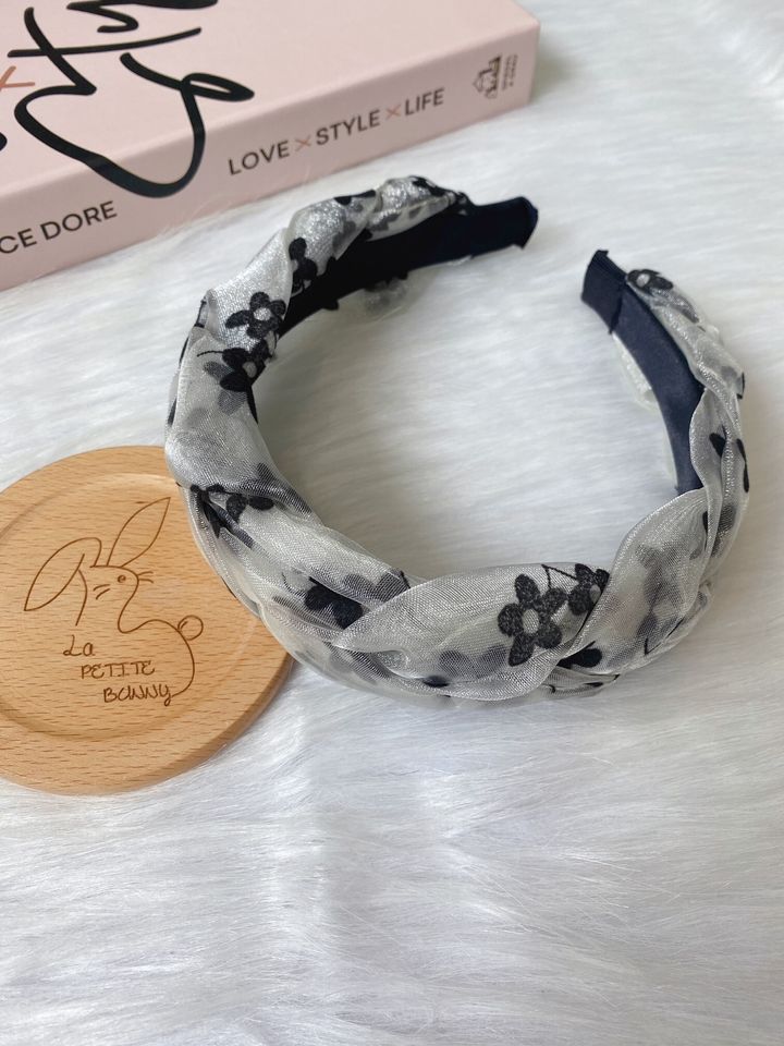 organza emboss flower headband