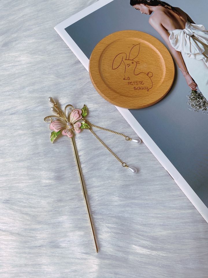 oil drop butterfly hair bun stick