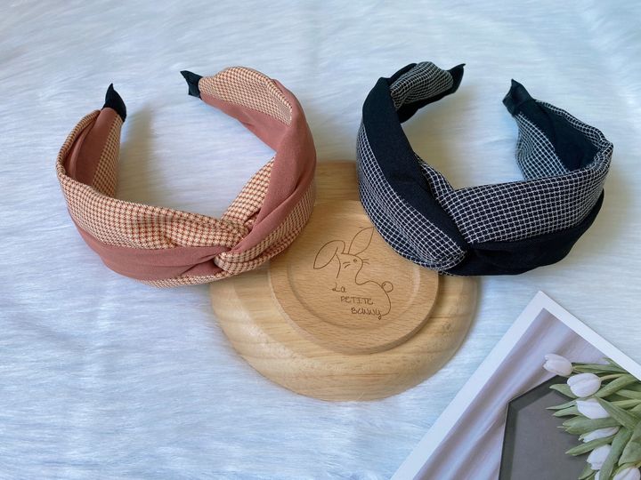 check print knotted headband