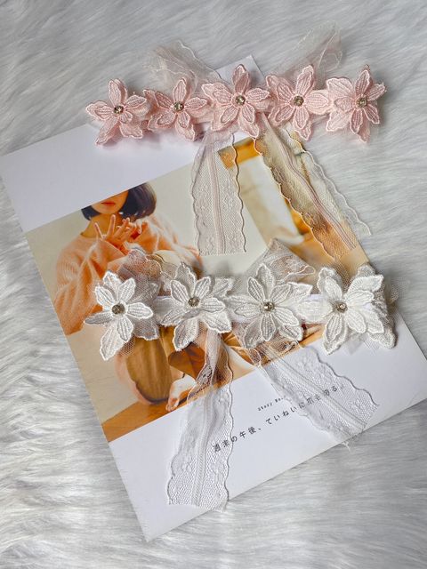 premium handmade lace flower elastic headband