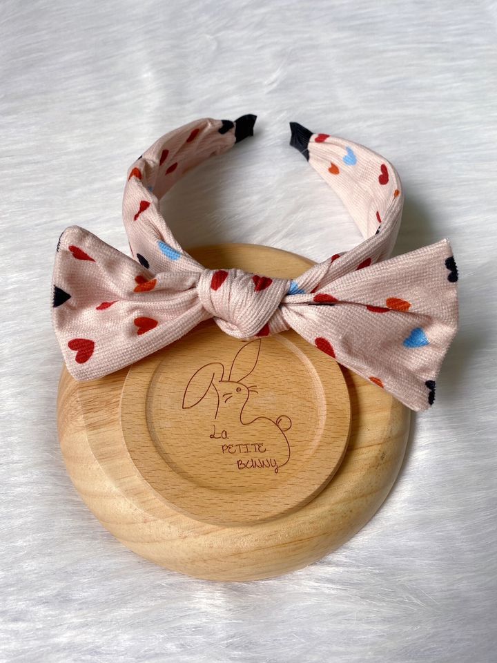 heart print wired ribbon headband