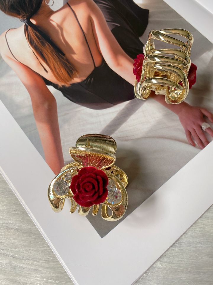 vintage rose claw clip (5cm)