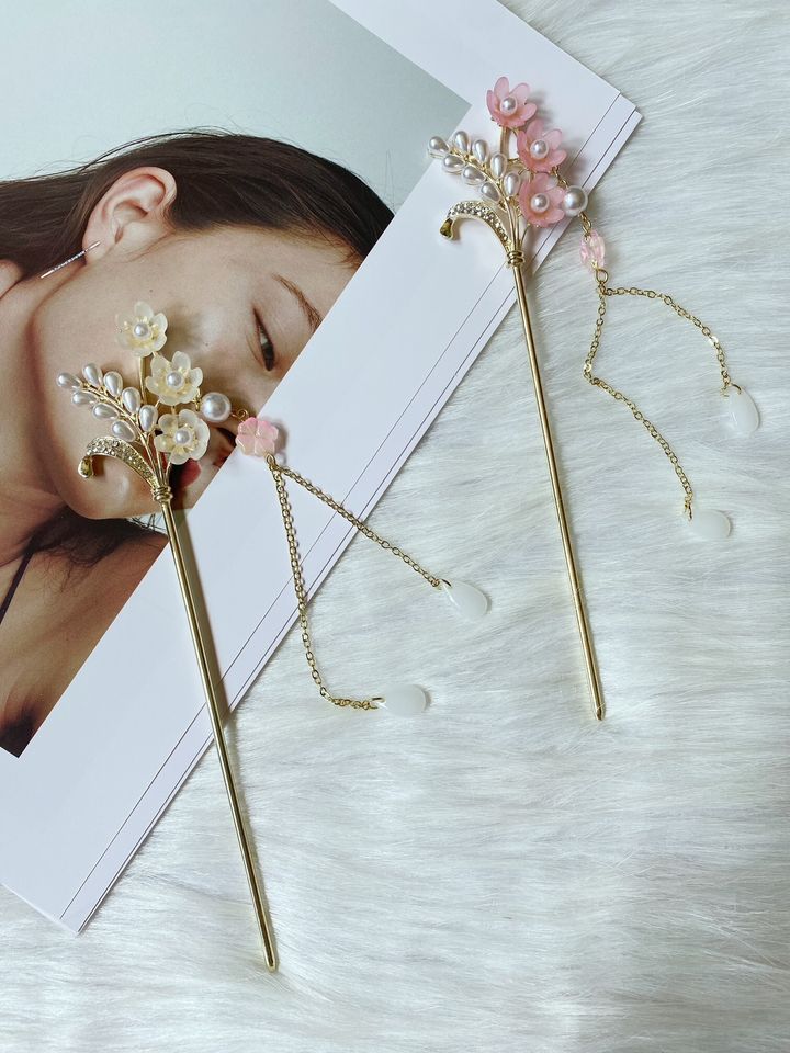flower hair bun stick