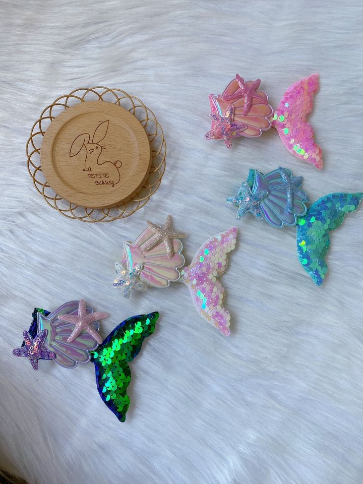 handmade sequin mermaid tail duck clip