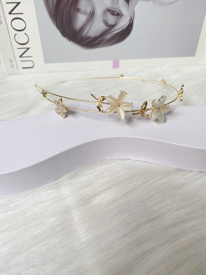 cat eye stone flower headband