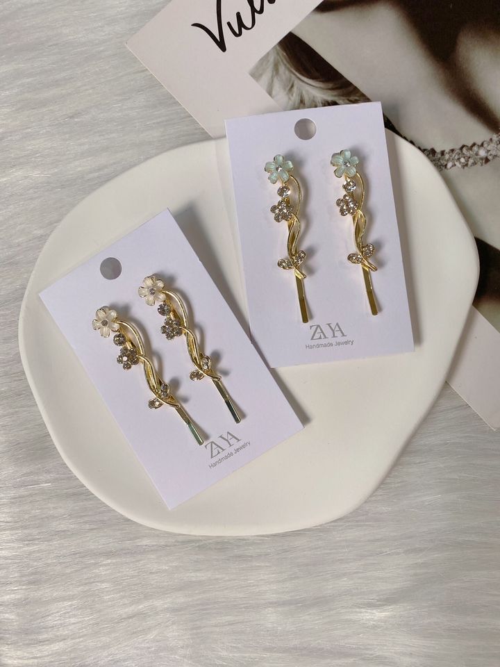 liuli mix crystal flower side clip (1pair)