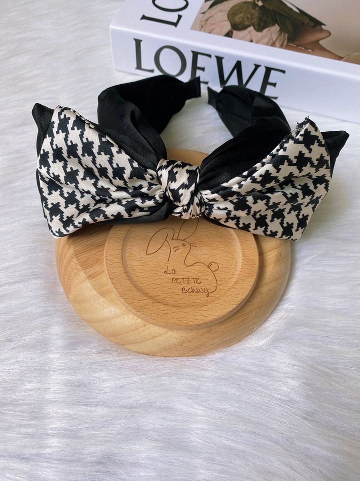 houndstooth wired ribbon headband