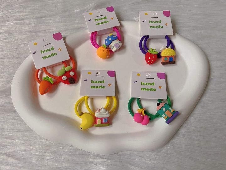 cute ornaments hair tie (bundle set of 5pairs)