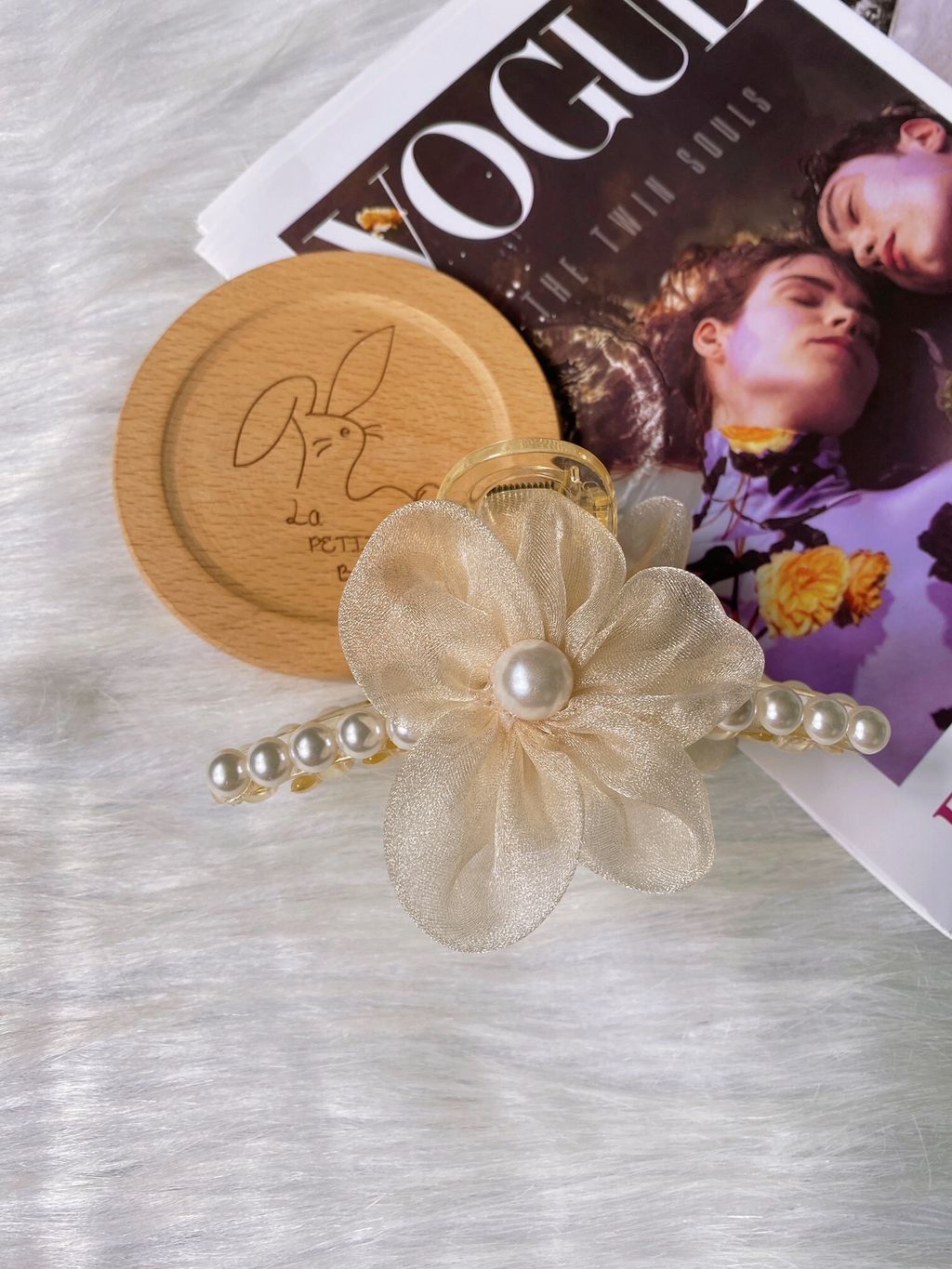 organza flower claw clip (10cm)