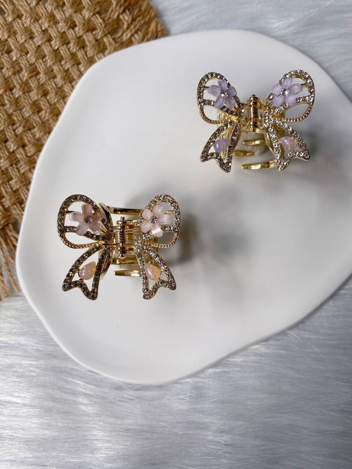 liuli flower mix crystal ribbon claw clip (3cm)