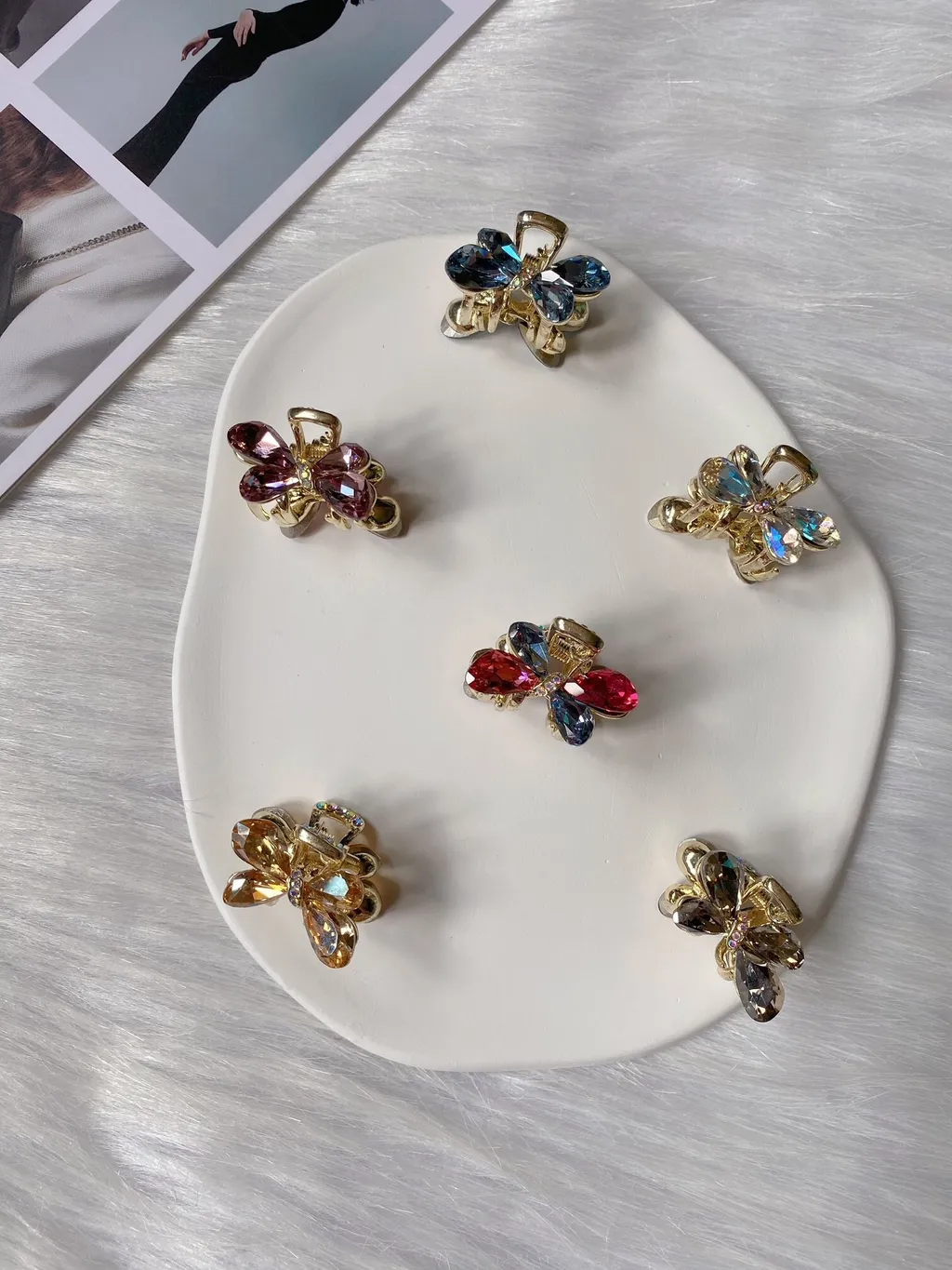 premium K9 crystal ribbon claw clip (2cm)