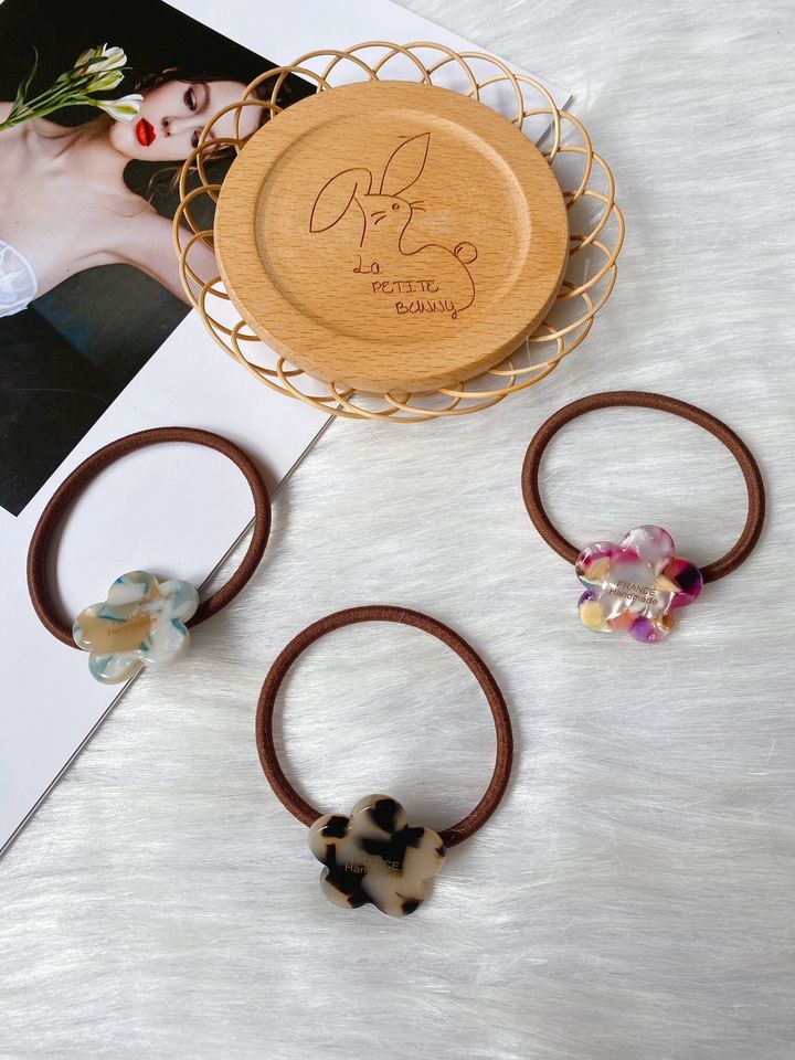 acetate flower hair tie