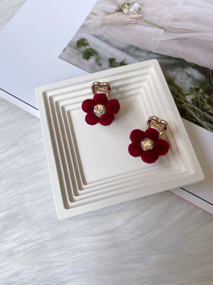 velvet flower claw clip (1.5cm)(1pair)