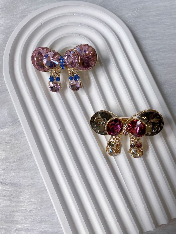 14K gold plated premium crystal ribbon duck clip