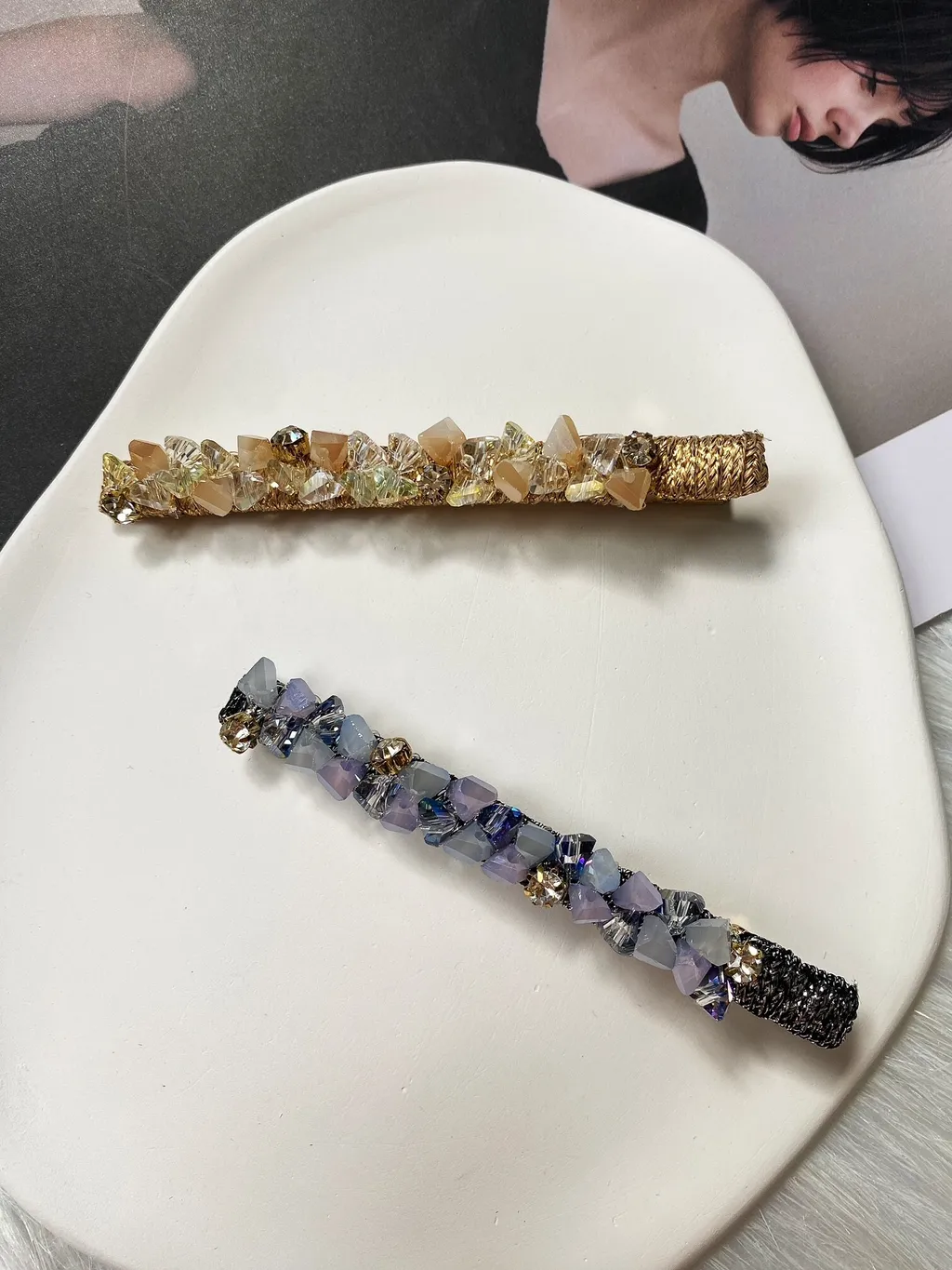 XL handmade crystal duck clip