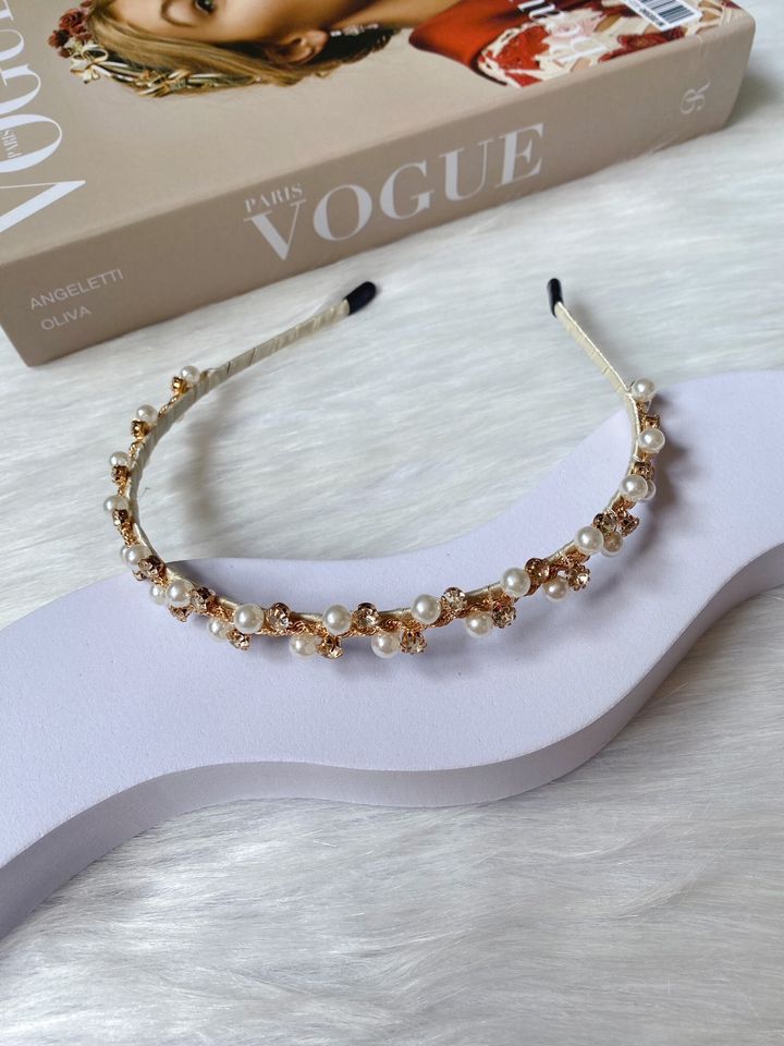 handmade crystal mix pearl headband