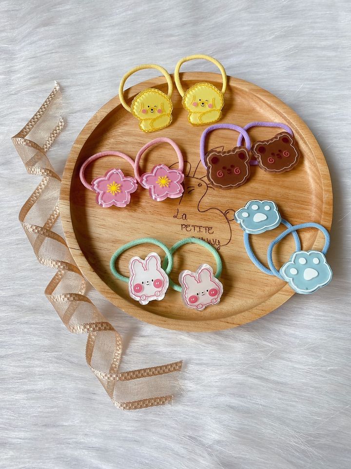 cute ornaments hair tie (bundle set of 5pairs)