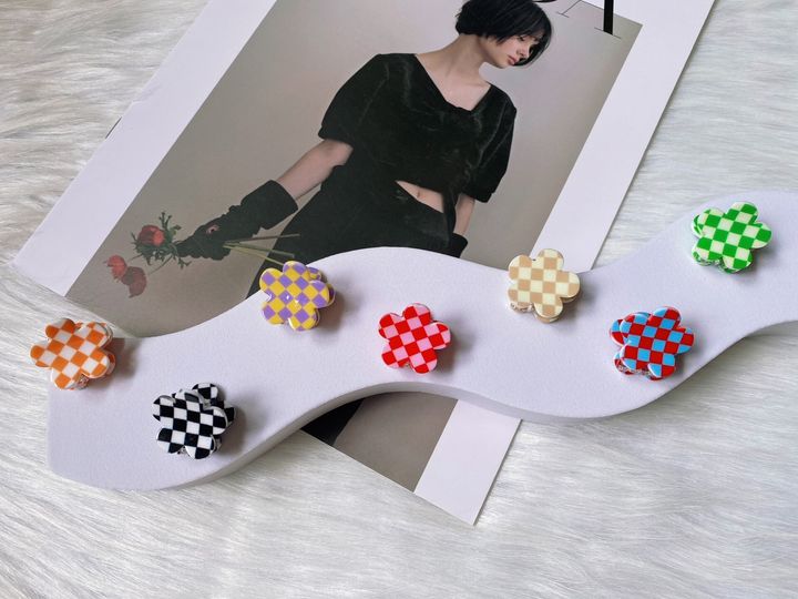 check print flower claw clip (2cm)