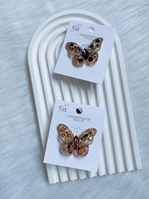 14K gold plated crystal butterfly hair tie
