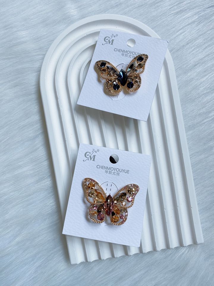 14K gold plated crystal butterfly hair tie