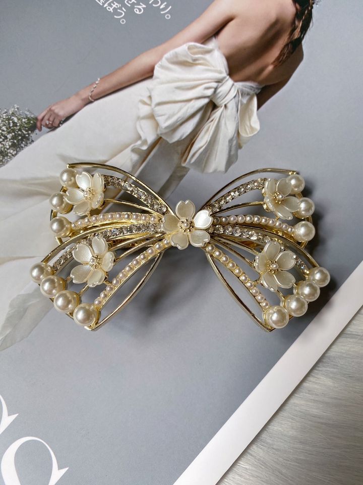 shell flower ribbon spring clip (8cm)