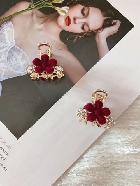 velvet flower claw clip (3.5cm)