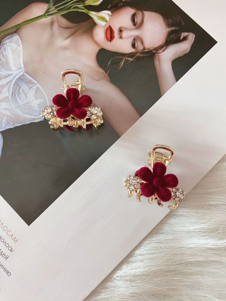 velvet flower claw clip (3.5cm)