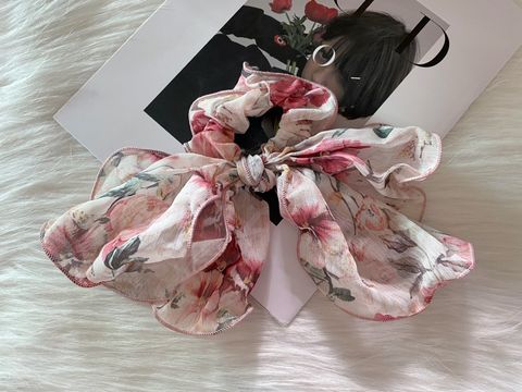 korean style floral print scrunchy