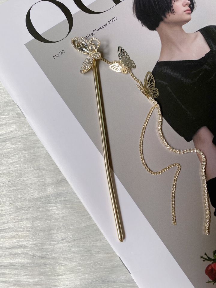 minimalist butterfly hair bun stick